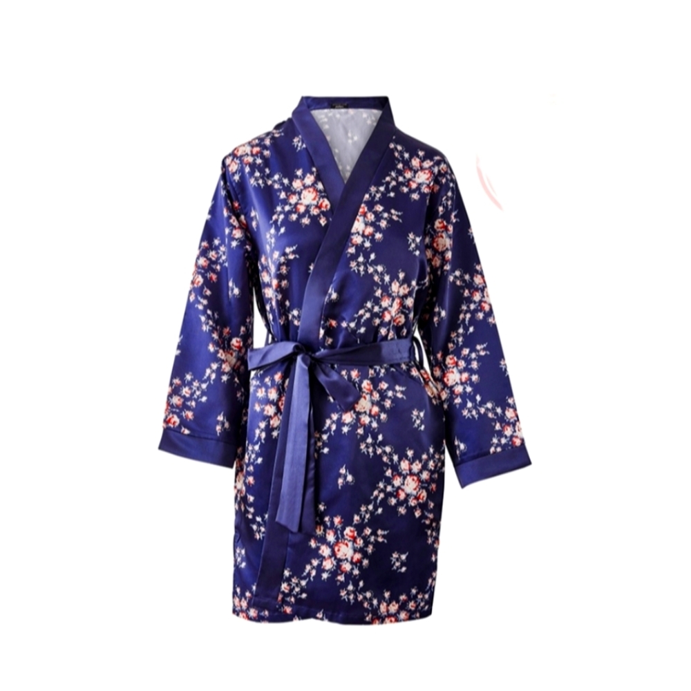 Morgan Lane Satin Robe - Navy Floral